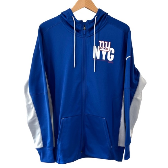 Nike New York Giants men’s Mascot full zip hoodie L blue grey NFL jacket NWT - Picture 1 of 8